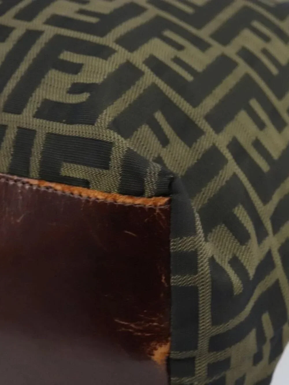 FENDI Zucca Canvas Drawstring Bag Clutch Bag Black Brown Auth ep13685